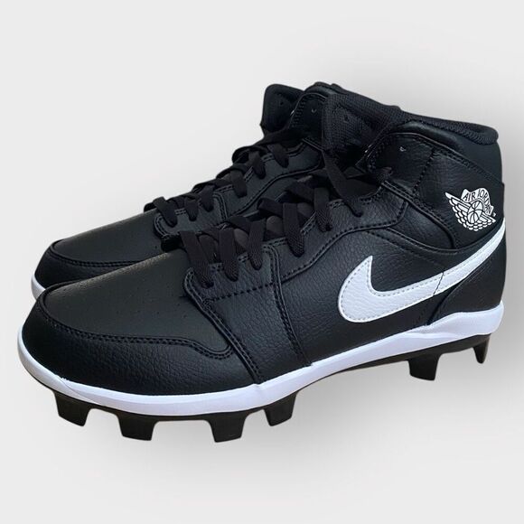 Nike Air Jordan 1 Retro MCS Black Baseball Cleats Mens size 12 AV5354-011 New - Picture 1 of 12